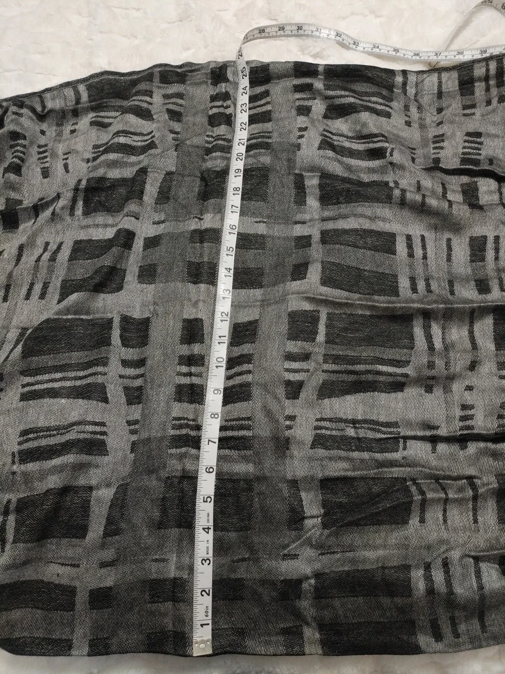 Classic Gray & Black Plaid Fringe Scarf - Women